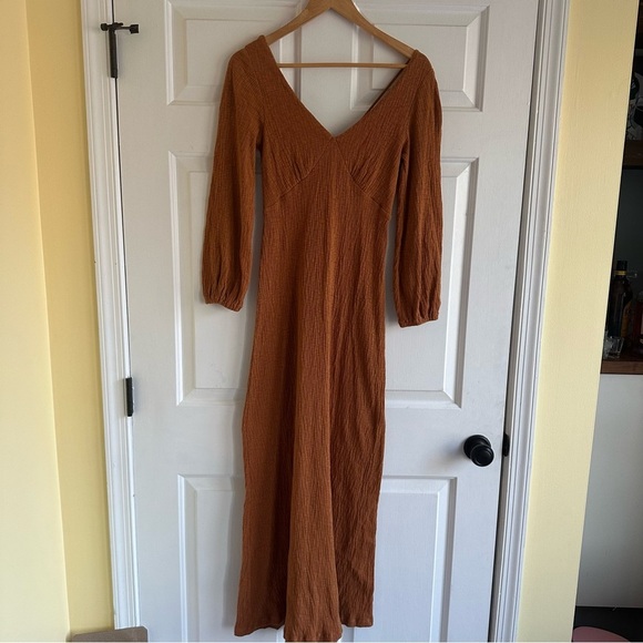 Free People Beach Women’s Small Amalfi Maxi Dress Orange Resort Criss Cross Back - Picture 2 of 8